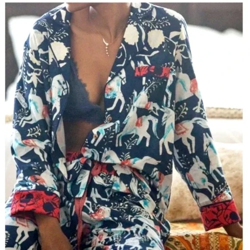 Anthropologie Cornelia O'Donovan PJ Set Sz S Horse Pony Boho